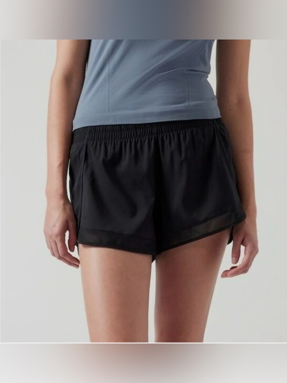 Athleta Black Mesh Racer Run Shorts XL